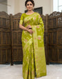 Vivacious Green Banarasi Dola Silk Saree With Inspiring Blouse Piece