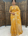Precious Mustard Banarasi Dola Silk Saree With Smashing Blouse Piece