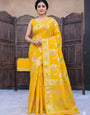 Propinquity Yellow Banarasi Dola Silk Saree With Bewitching Blouse Piece
