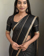Radiant Black Banarasi Viscose Silk Saree With Adorable Blouse Piece