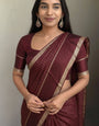 Delightful Brown Banarasi Viscose Silk Saree With Demure Blouse Piece