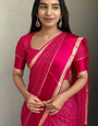 Engrossing Dark Pink Banarasi Viscose Silk Saree With Innovative Blouse Piece