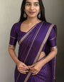 Conflate Purple Banarasi Viscose Silk Saree With Smashing Blouse Piece
