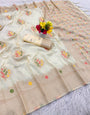 Ratatouille Beige Banarasi Georgette Silk Saree With Snappy Blouse Piece
