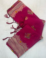 Admirable Dark Pink Banarasi Georgette Silk Saree With Outstanding Blouse Piece