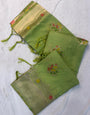 Resplendent Green Banarasi Georgette Silk Saree With Seraphic Blouse Piece