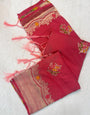 Marvellous Pink Banarasi Georgette Silk Saree With Rhapsody Blouse Piece