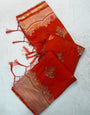 Phenomenal Red Banarasi Georgette Silk Saree With Designer Blouse Piece