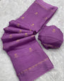 Posh Lavender Banarasi Khadi Silk Saree With Felicitous Blouse Piece
