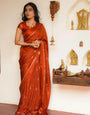 Gratifying Orange Banarasi Khadi Silk Saree With Ineffable Blouse Piece