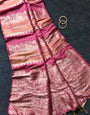 Embrocation Pink Banarasi Dola Silk Saree With Forbearance Blouse Piece