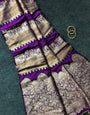 Captivating Purple Banarasi Dola Silk Saree With Entrancing Blouse Piece
