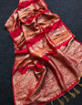 Pretty Red Banarasi Dola Silk Saree With Opulent Blouse Piece