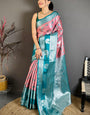 Stunning Peach Kanjivaram Silk Saree With Sumptuous Blouse Piece