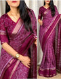 Jazzberry Purple Printed Dola Silk Saree