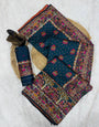 Elision Navy Blue Pashmina Saree With Inspiring Blouse Piece