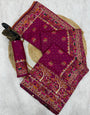 Lovely Purple Pashmina Saree With Bewitching Blouse Piece