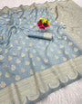 Glorious Grey Soft Silk Saree With Magnificat Blouse Piece