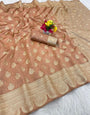 Girlish Light Brown Soft Silk Saree With Rhapsody Blouse Piece