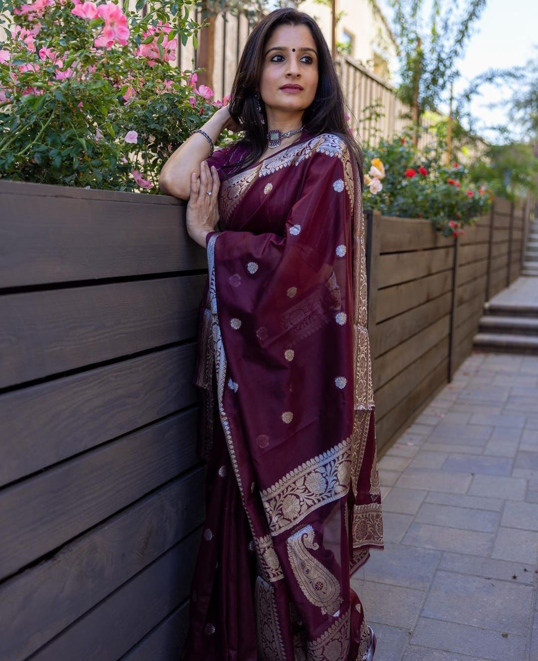 Bewitching Maroon Soft Banarasi Silk Saree With Unique Blouse Piece