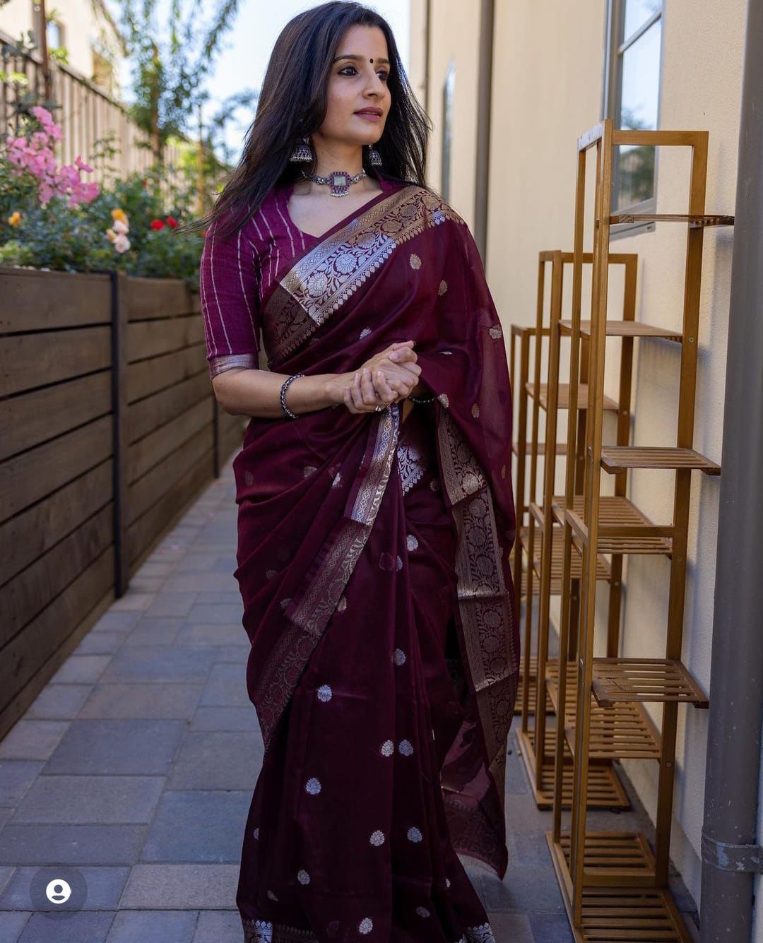 Bewitching Maroon Soft Banarasi Silk Saree With Unique Blouse Piece