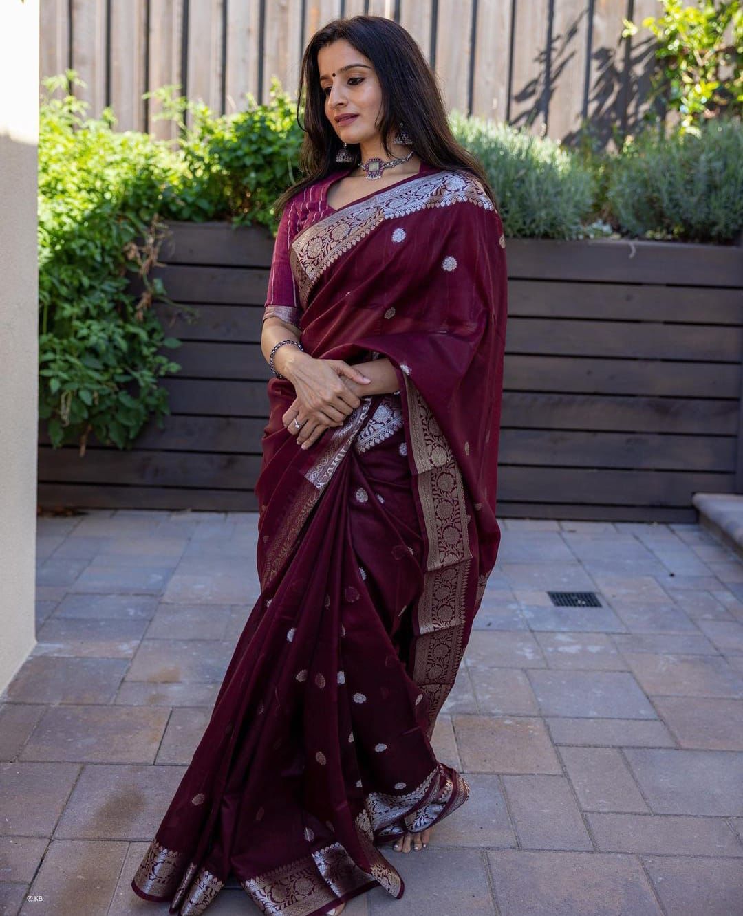 Bewitching Maroon Soft Banarasi Silk Saree With Unique Blouse Piece