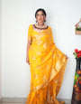 Adorning 1-Minute Ready To Wear Yellow Cotton Silk Saree