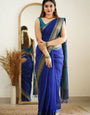 Gulf Blue Maheshawari Cotton Silk Saree