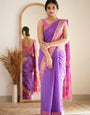 Deep Lavender Maheshawari Cotton Silk Saree