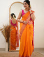 Fanta Orange Maheshawari Cotton Silk Saree