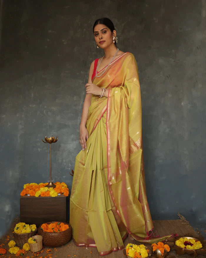 Luxor Mustard Maheshawari Cotton Silk Saree