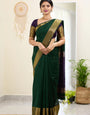 Midnight Green Maheshawari Cotton Silk Saree