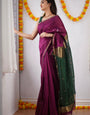 Grape Purple Maheshawari Cotton Silk Saree