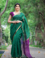 Teal Green Maheshawari Cotton Silk Saree