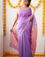 Twilight Lavender Maheshawari Cotton Silk Saree
