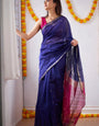 Nile Blue Maheshawari Cotton Silk Saree