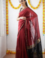 Brick Red Maheshawari Cotton Silk Saree