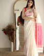 Floral White Maheshawari Cotton Silk Saree